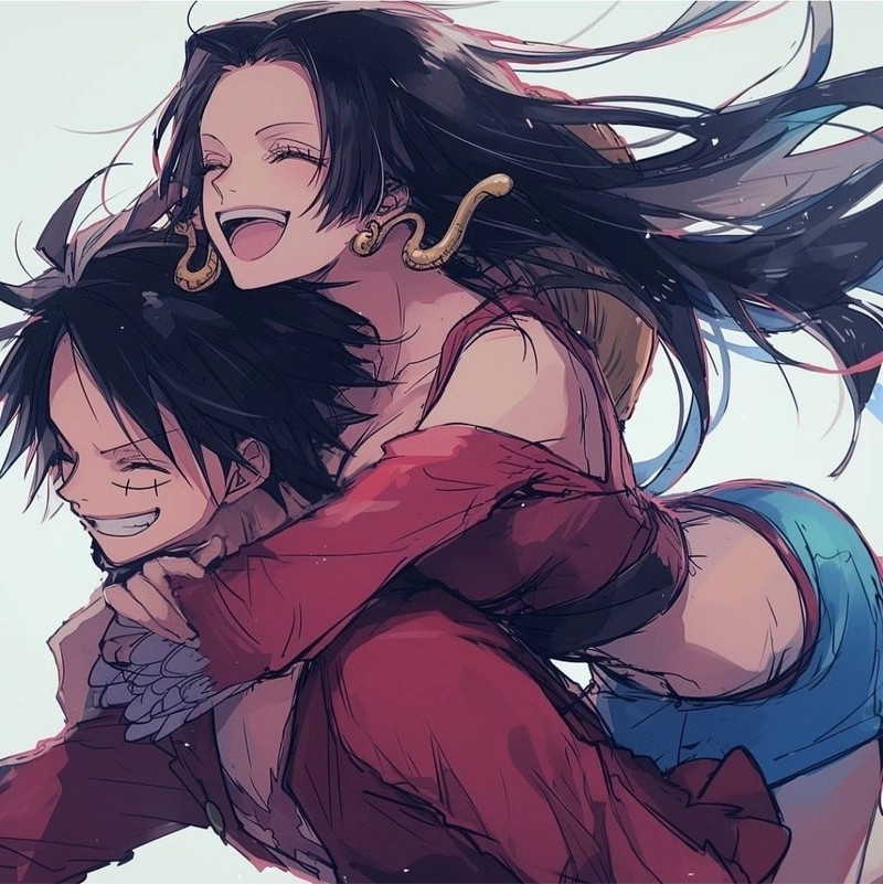 Luffy và Boa Hancock ôm nhau cute