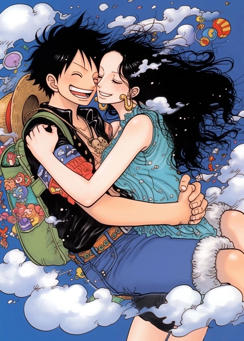 Luffy và Boa Hancock tình cảm anime