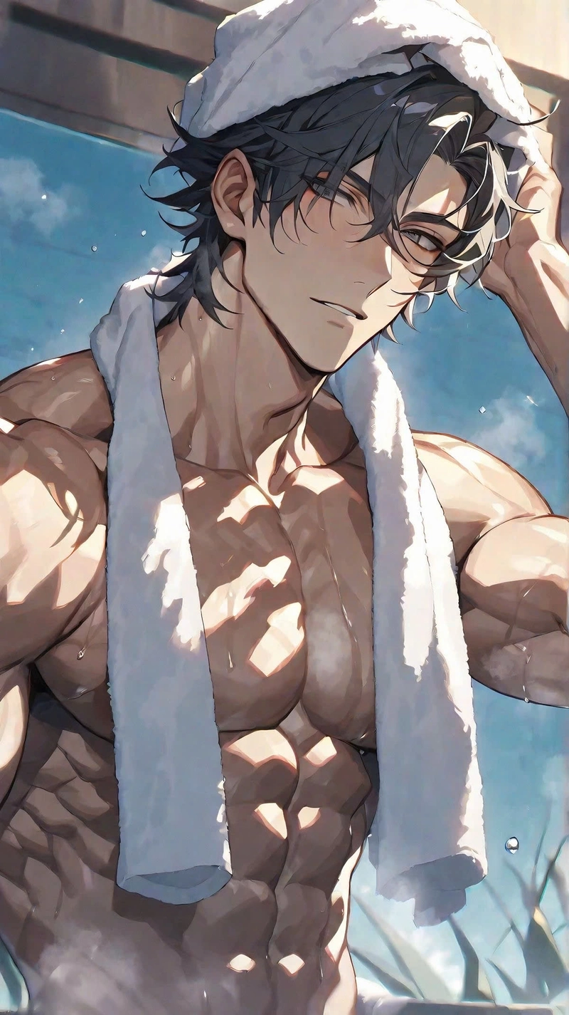 Ảnh anime nam có sáu múi cơ bắp 