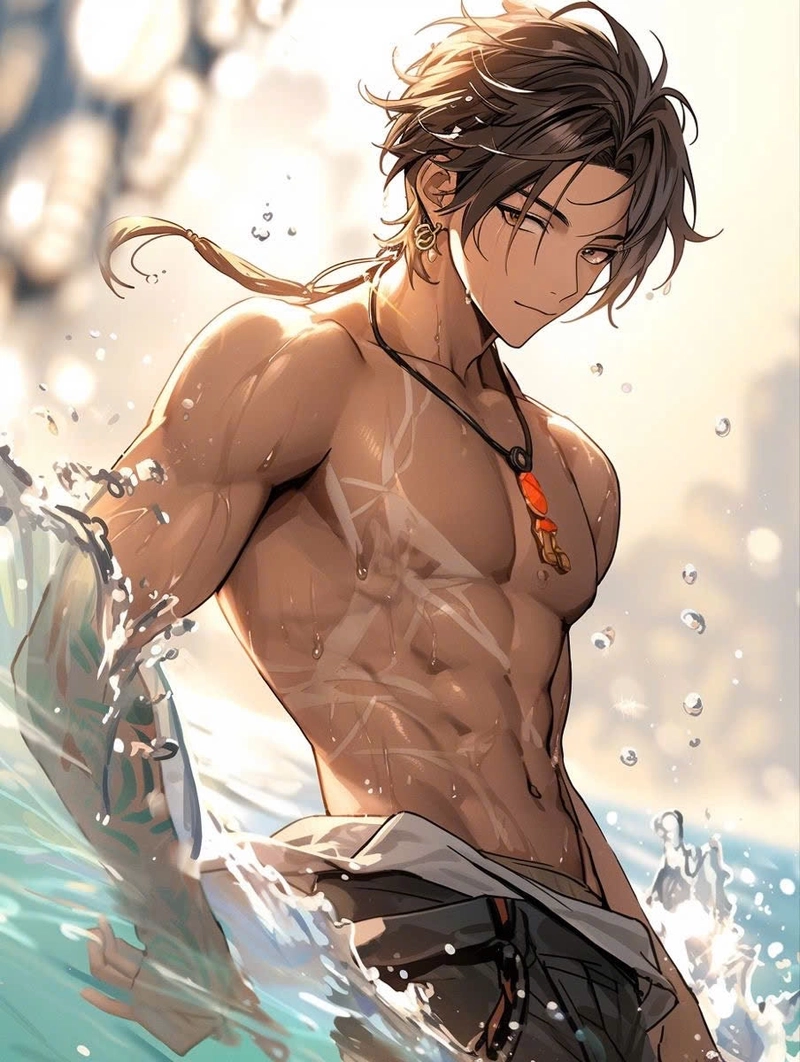 Hình anime cơ bắp nam 6 múi 