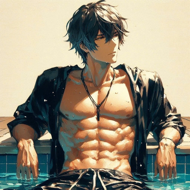 Hình anime nam sáu múi thể thao 