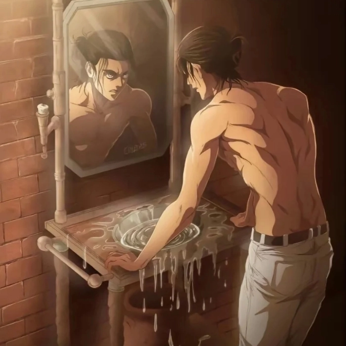ảnh eren yeager trước gương