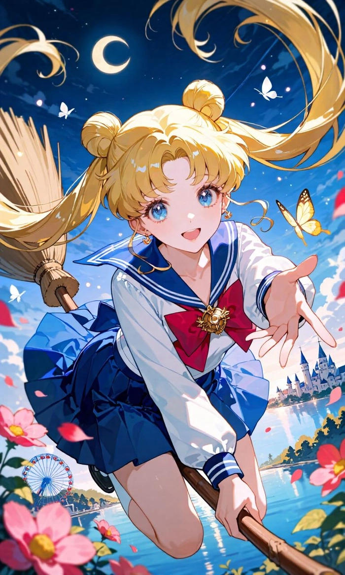 ảnh usagi cưỡi chổi