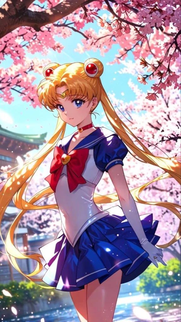 ảnh usagi dưới hoa đào