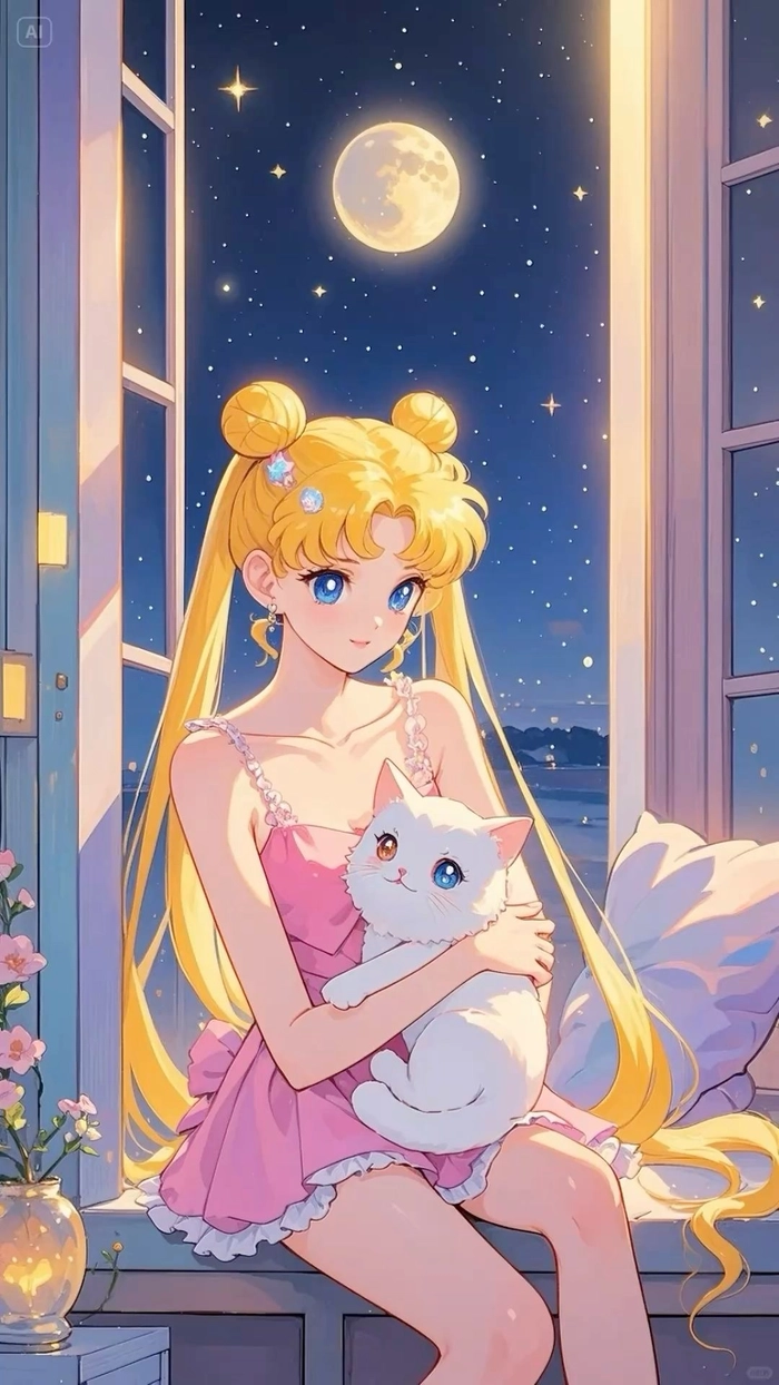 ảnh usagi ôm mèo