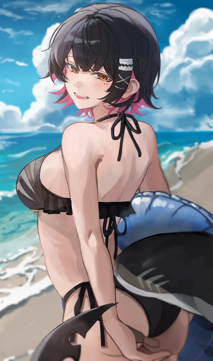 gái anime mặc bikini đen