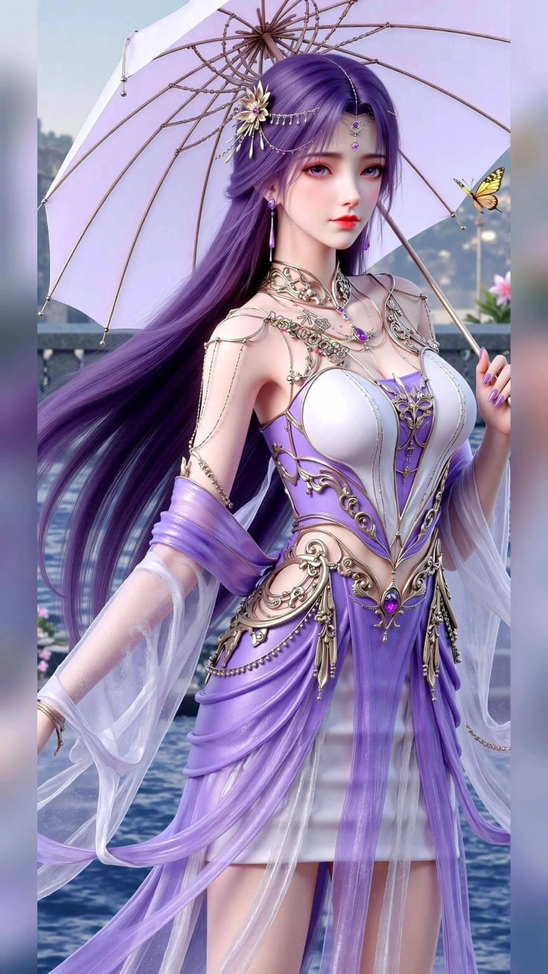 hình ảnh Vân Hi cầm ô