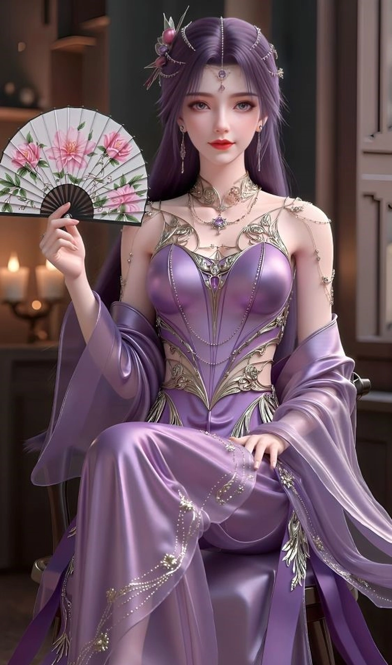 hình ảnh Vân Hi cầm quạt