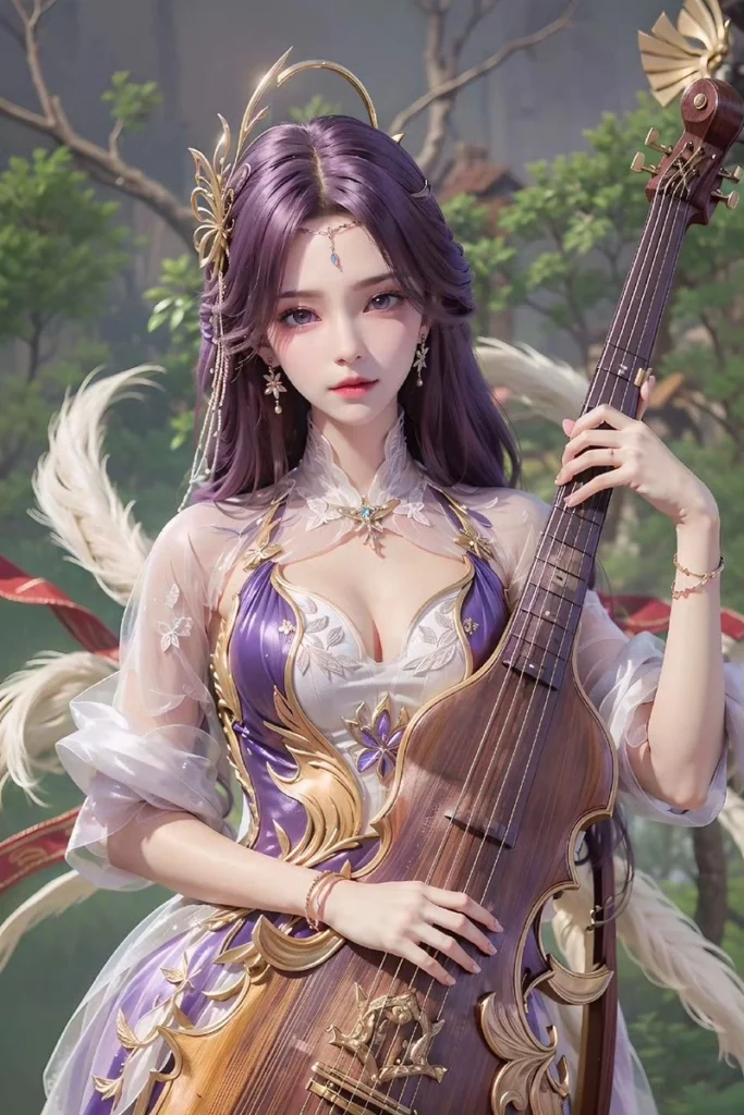 hình ảnh Vân Hi đánh đàn