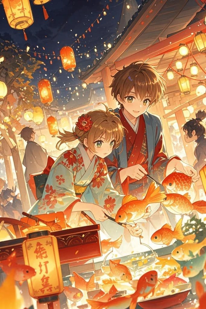 sakura x li syaoran chơi lễ hội
