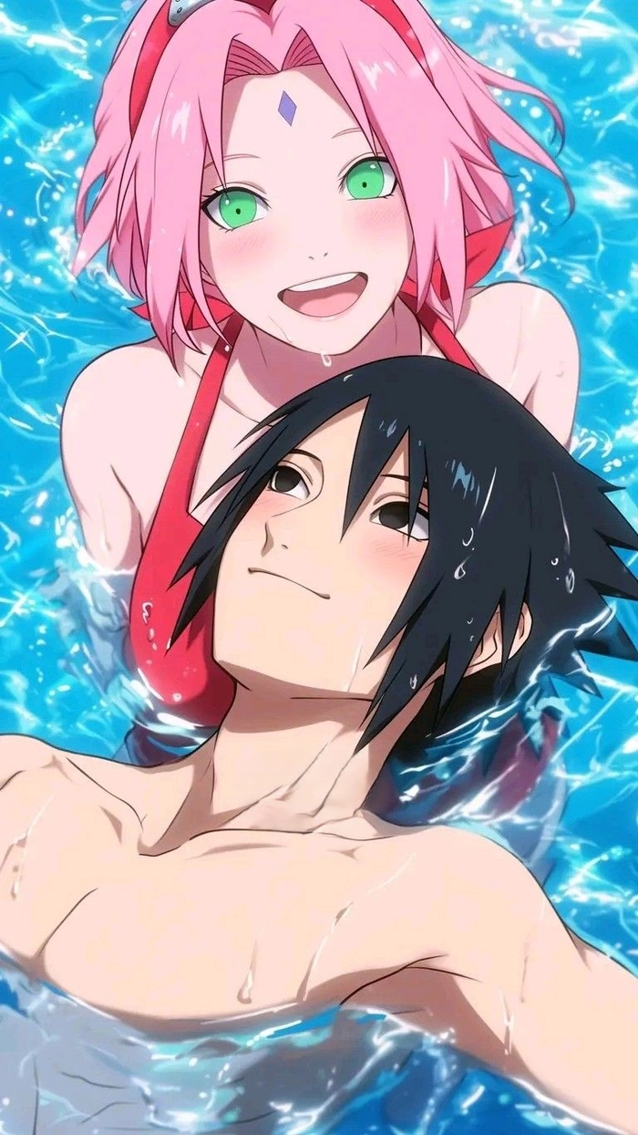 sakura x sasuke bể bơi