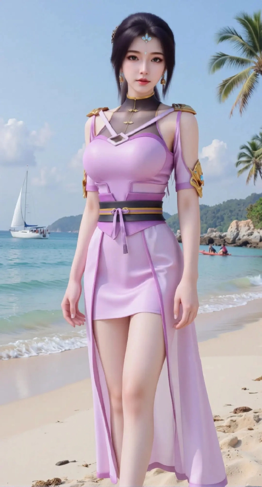 Ảnh Hạ Ngưng Thường cùng biển