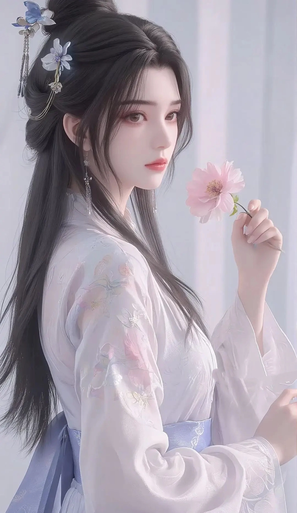 Ảnh Lý Mộ Uyển cầm hoa