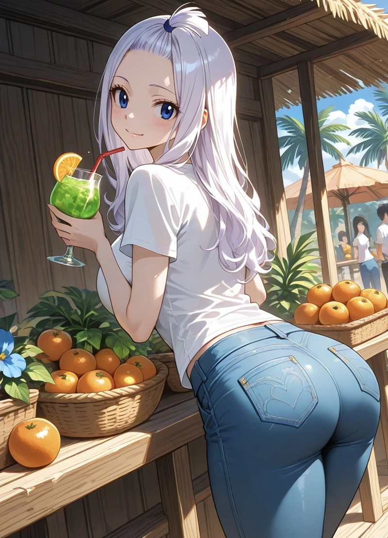 Anime Mirajane Strauss trong tư thế thư thái