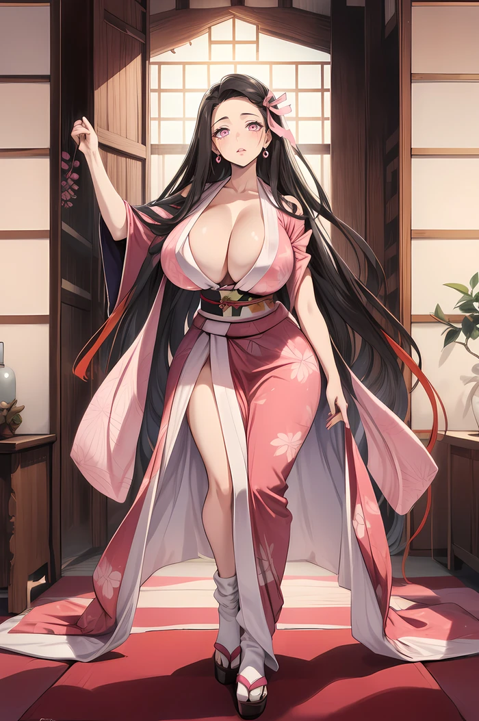 Nezuko Kamado hentai gợi cảm khoe ngực đầy đặn