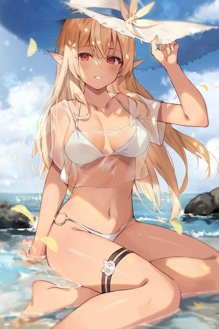 ảnh anime học sinh đi biển mặc bikini