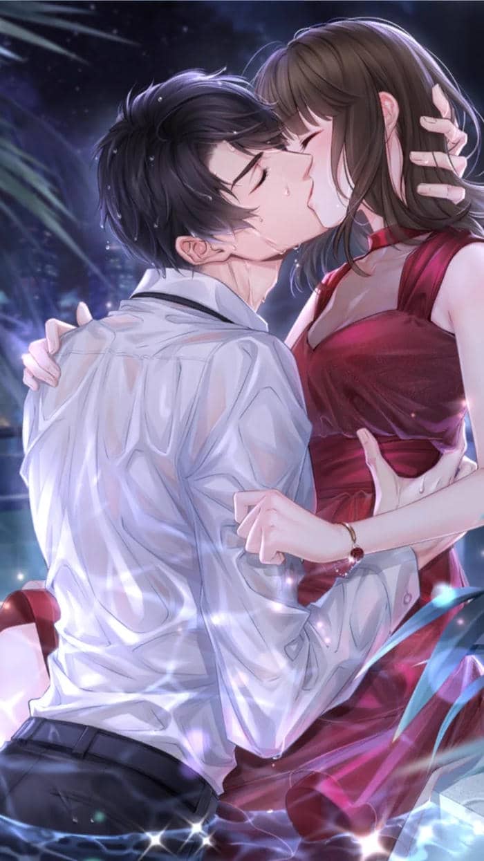 anime cặp đôi đáng yêu hôn nhau