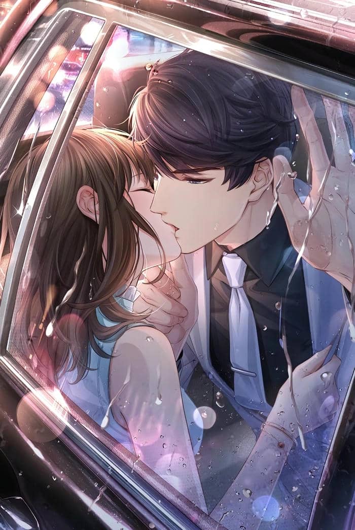 hình anime couple hôn nhau lãng mạn