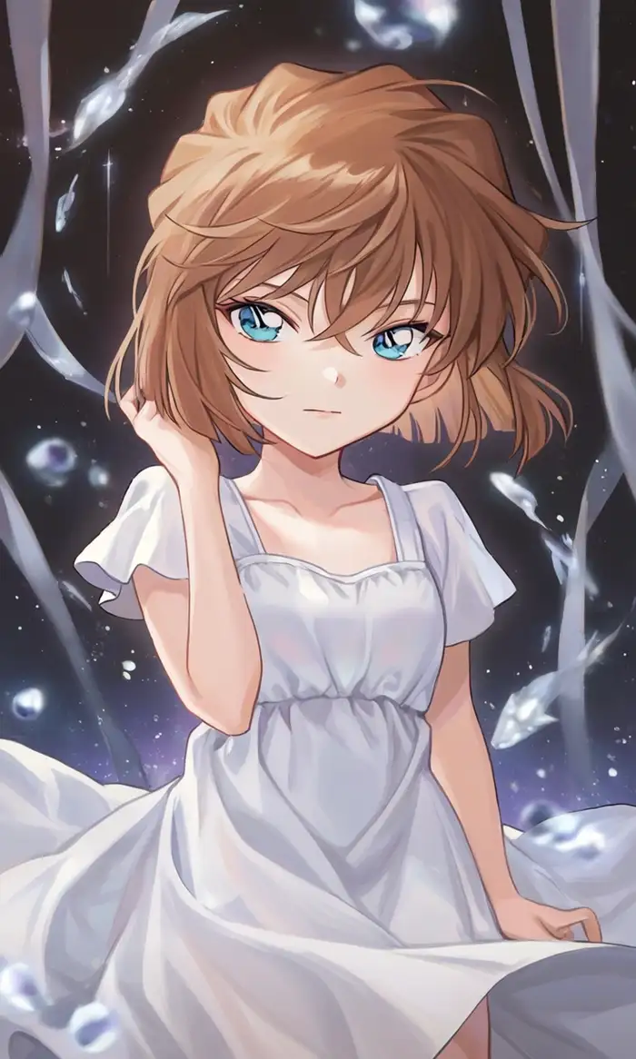 Ảnh Haibara Ai mắt kính mỉm cười