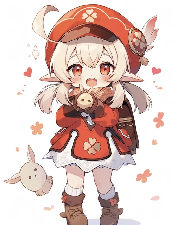 Ảnh anime chibi đội mũ đỏ cực dễ thương