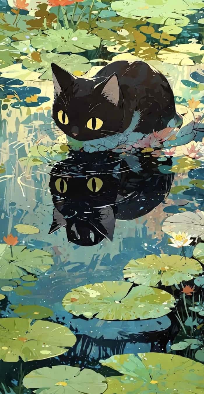 Ảnh hình nền chibi mèo cực cute