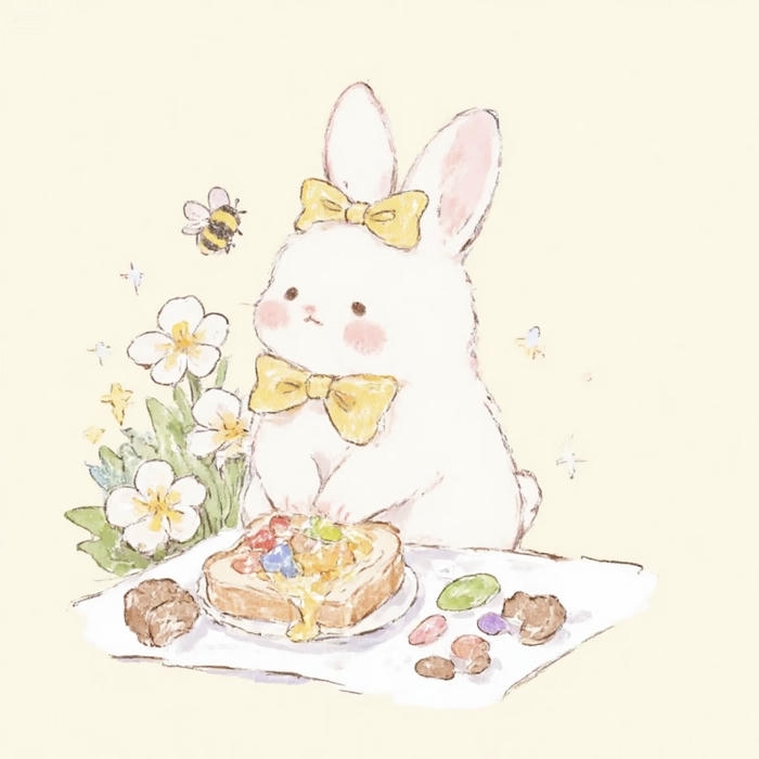 Bức hình thỏ chibi cảm xúc vô tư