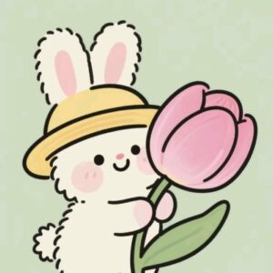 Bức hình thỏ chibi không khí dễ chịu