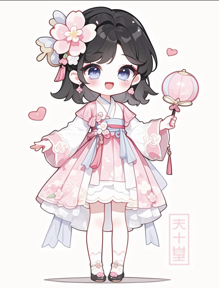 Chibi cô gái hoa anh đào dễ thương