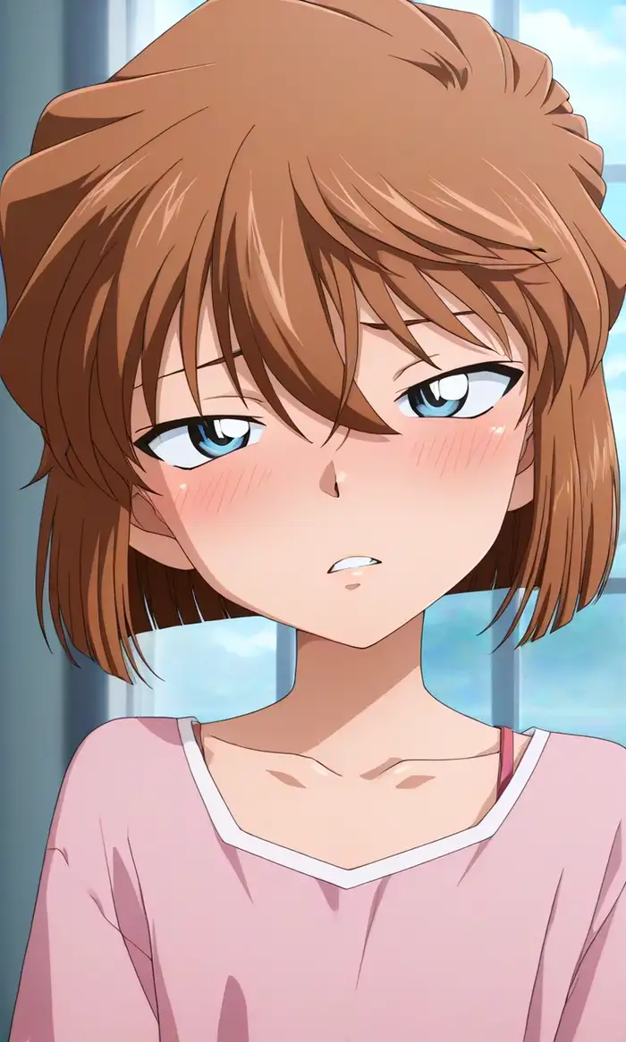 Gái anime Haibara Ai tóc nâu ngắn