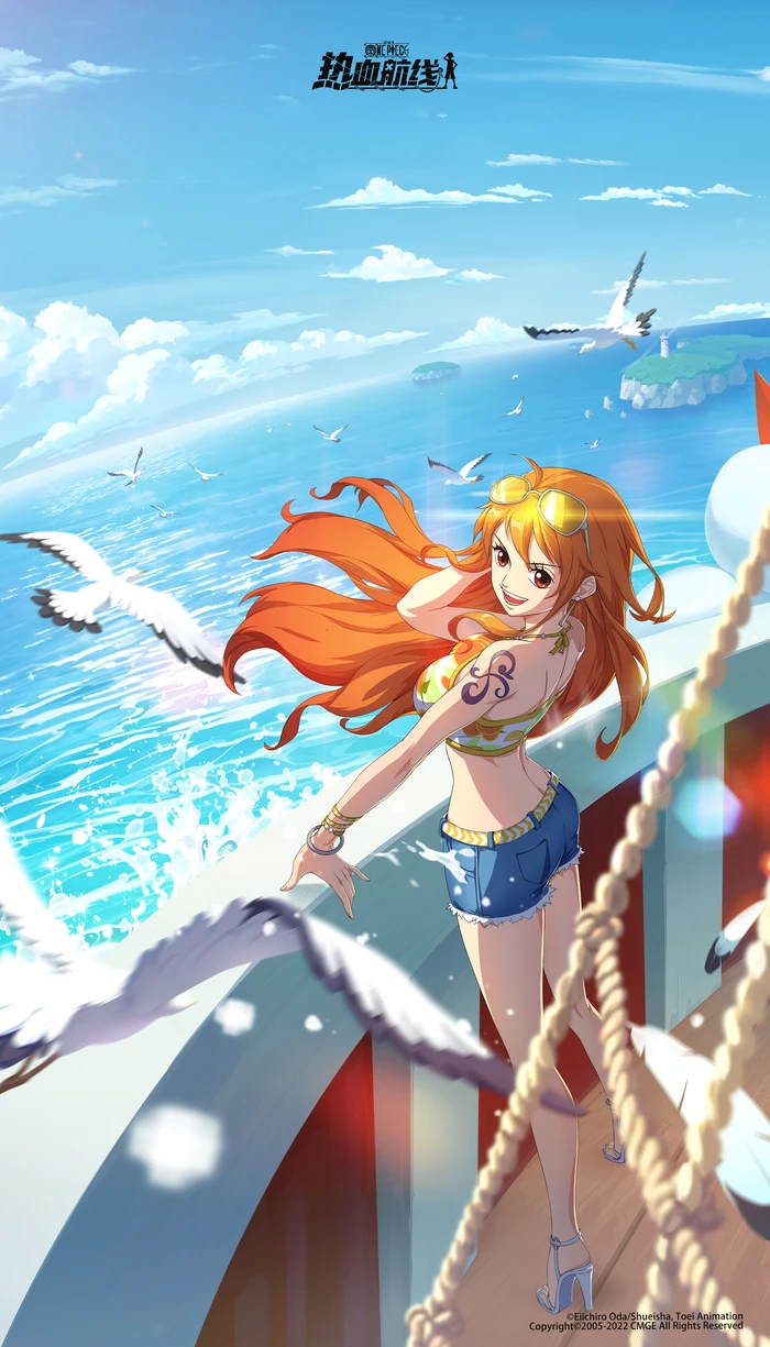 Nami One Piece body sexy bikini bên bờ biển