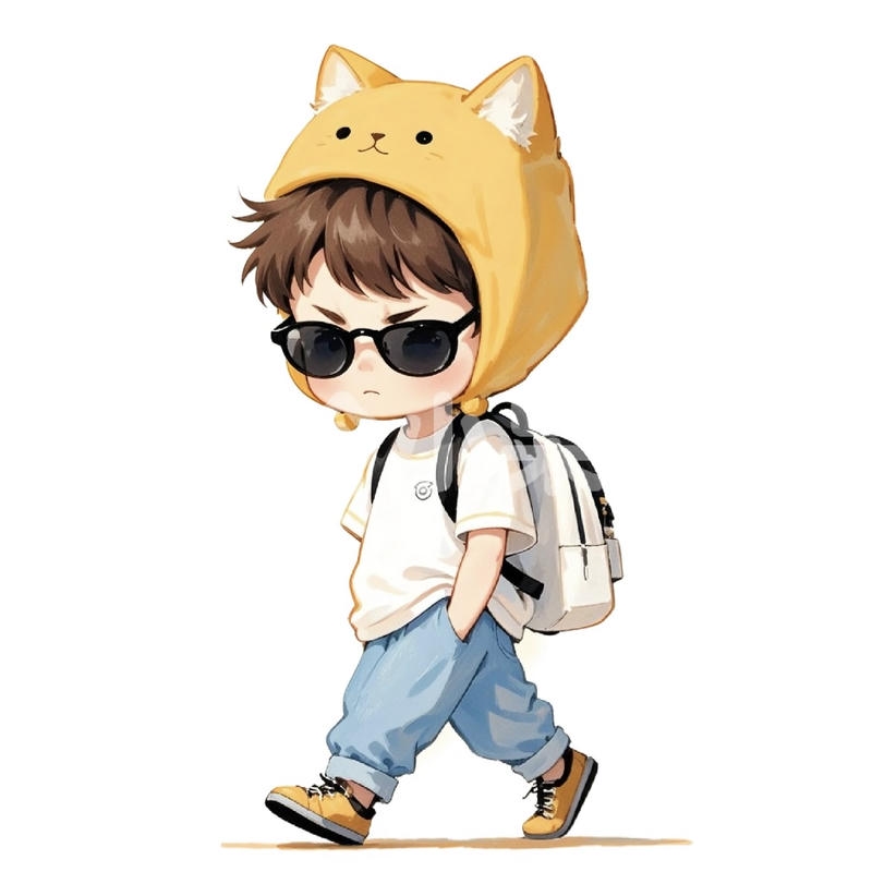 ảnh chibi nam đứng tách biệt