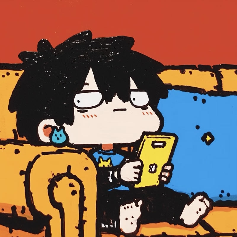 hình chibi nam tạo dáng thờ ơ