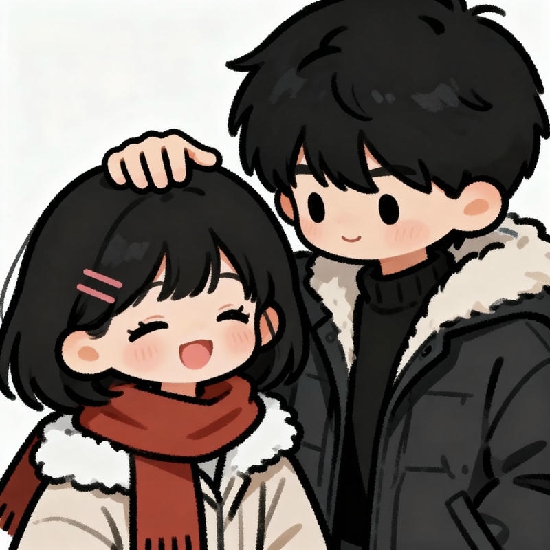 hình vẽ chibi cặp đôi đứng cạnh nhau