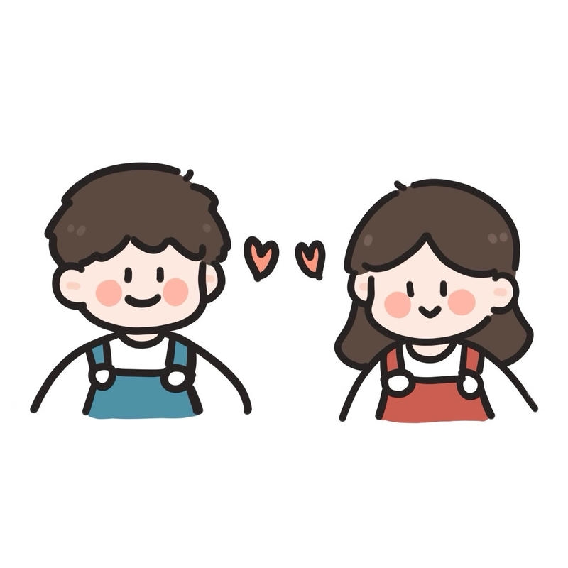 tranh chibi đôi mặc trang phục đồng điệu