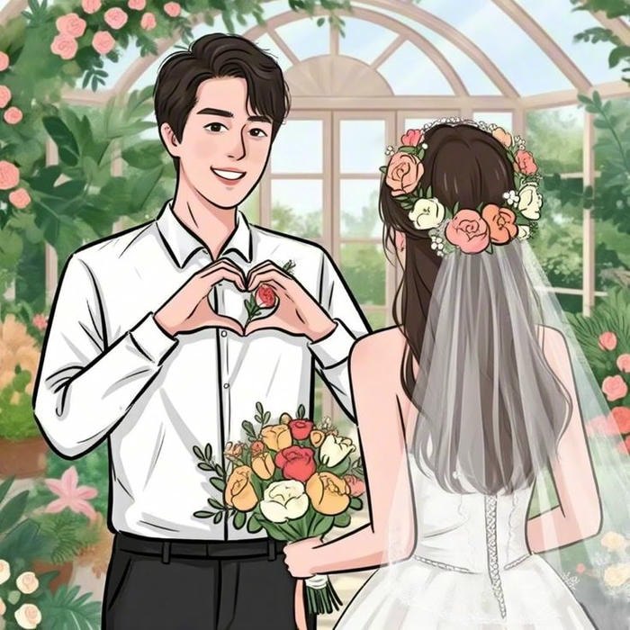 bối cảnh hôn lễ ảnh cô dâu chú rể anime