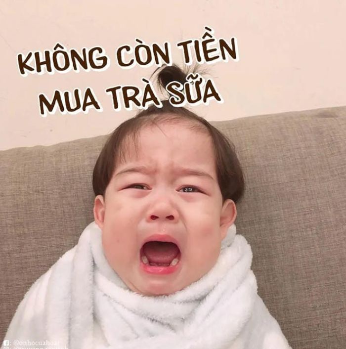 cảnh hết tiền meme bé khóc to