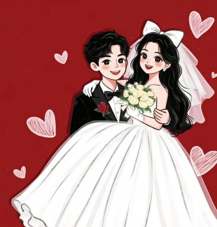 cảnh lễ thành hôn ảnh cô dâu chú rể anime