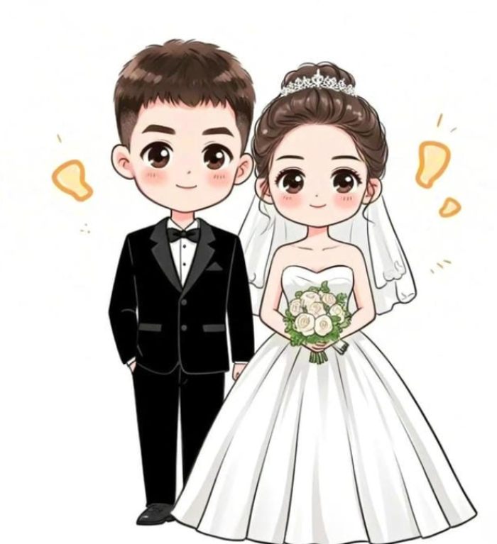 khoảnh khắc đứng bên nhau ảnh cô dâu chú rể anime