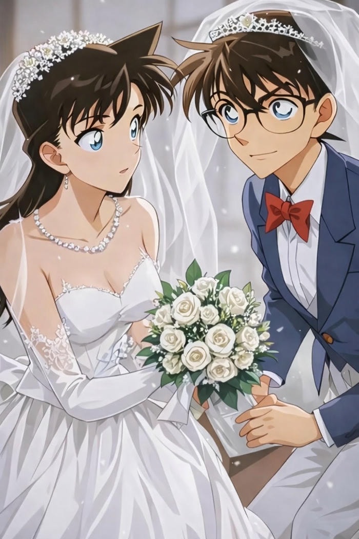 lễ thành hôn ảnh cô dâu chú rể anime đáng mến