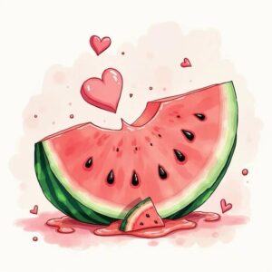 Ảnh dưa hấu chibi sinh động hài hòa