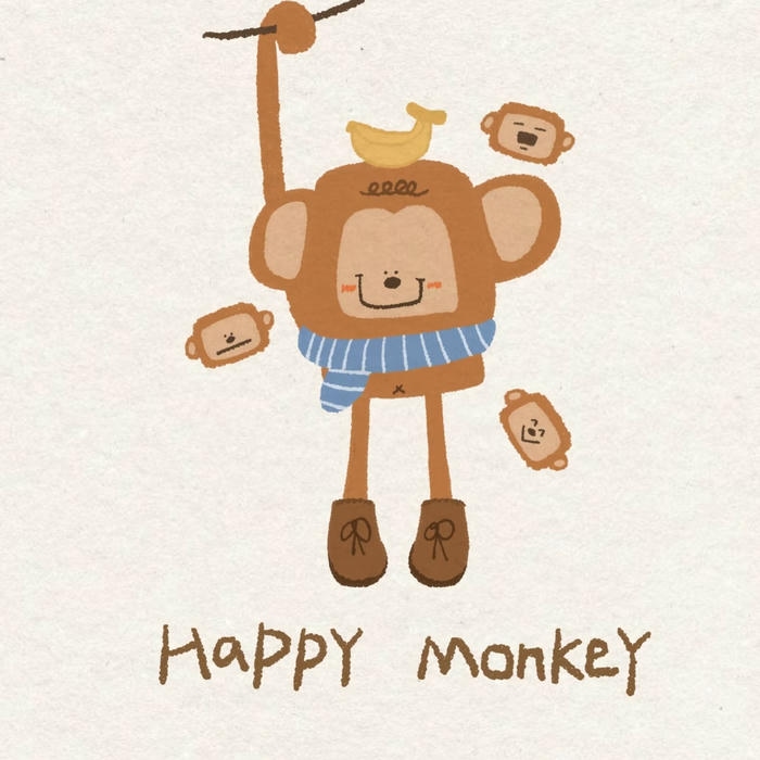 Ảnh khỉ chibi cute được vẽ theo phong cách ngộ nghĩnh