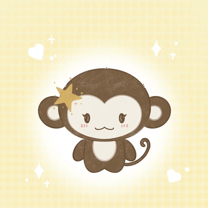 Ảnh khỉ chibi cute thể hiện sự vui tươi trẻ con