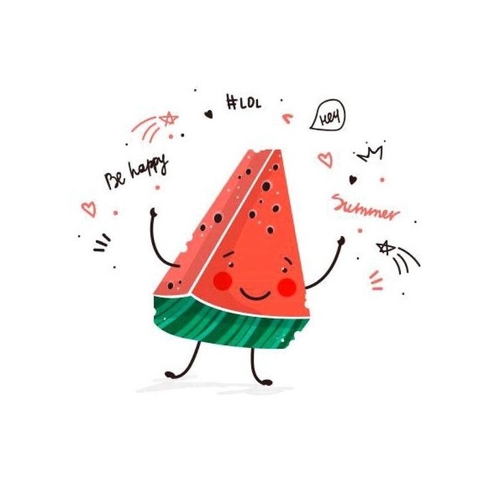 Bức ảnh dưa hấu chibi đưa tay chào người xem