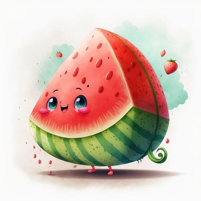 Bức ảnh dưa hấu chibi ngây thơ hiền hòa