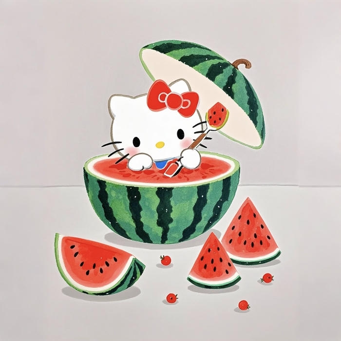 Bức ảnh dưa hấu chibi vui mắt đáng nhớ