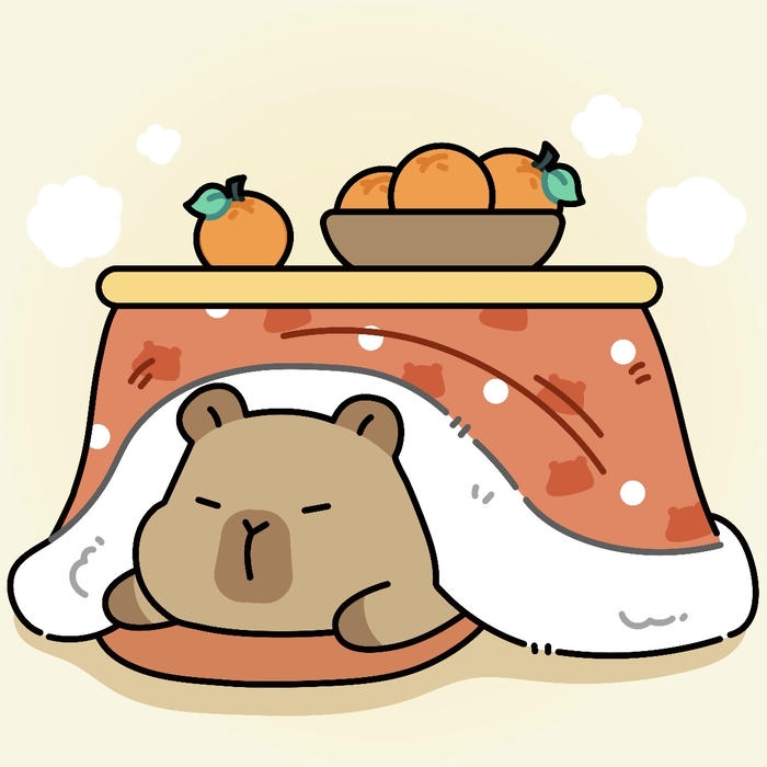 Bức hình capybara chibi nhìn vui mắt đáng yêu