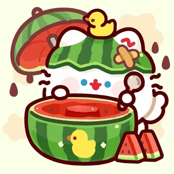 Bức hình dưa hấu chibi gần gũi dễ mến
