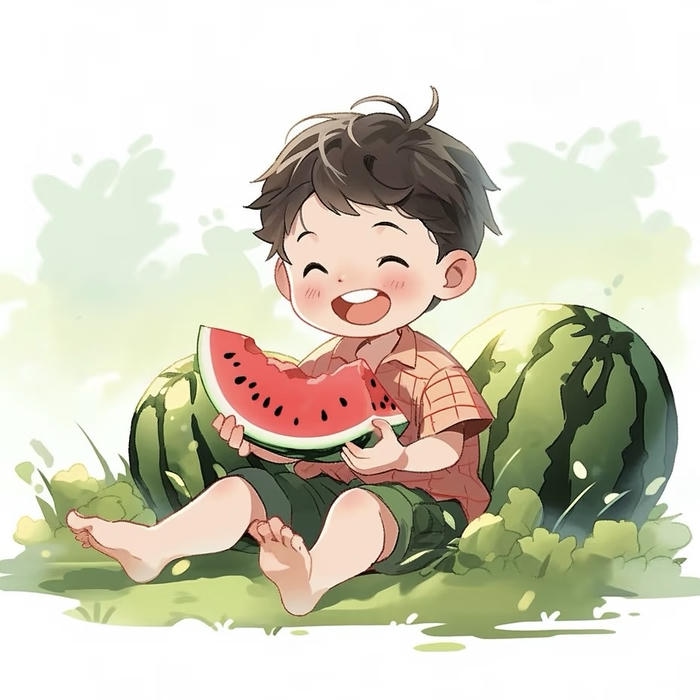 Bức hình dưa hấu chibi trẻ trung dễ thương