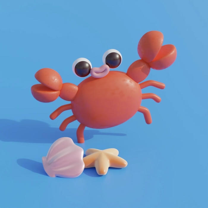 Con cua chibi có dáng đi ngang quen thuộc