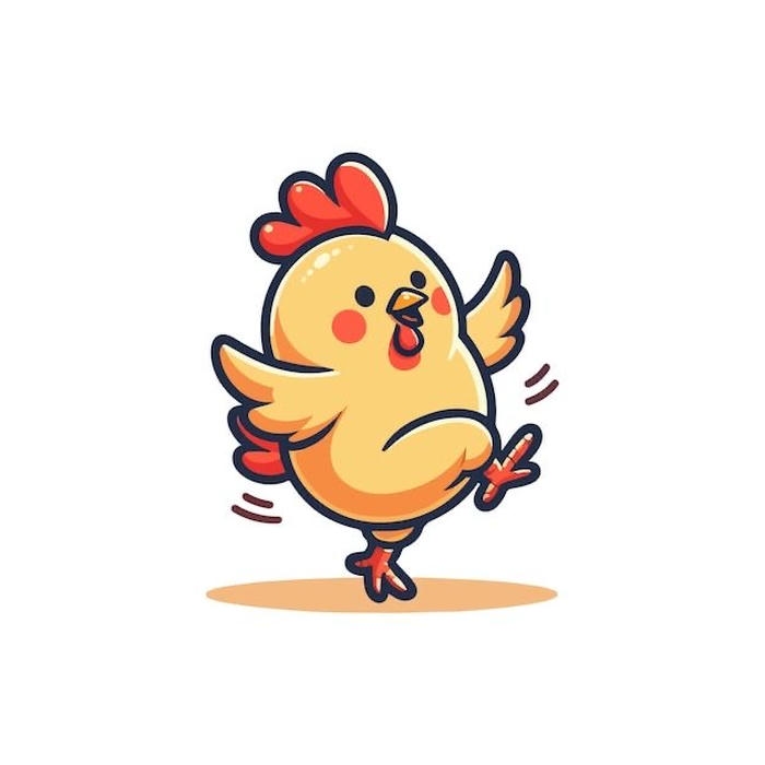Con gà chibi dùng cho thiết kế nhãn dán